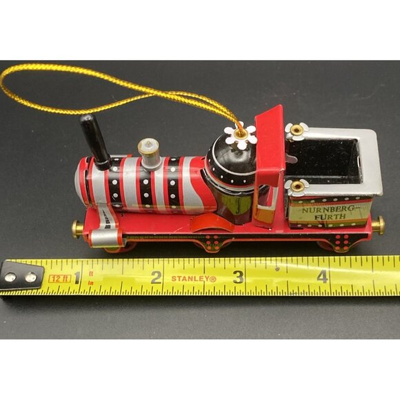 Vintage German Tin Train Ornament Furth Nurnberg Painted Metal Locomotive - Picture 7 of 7